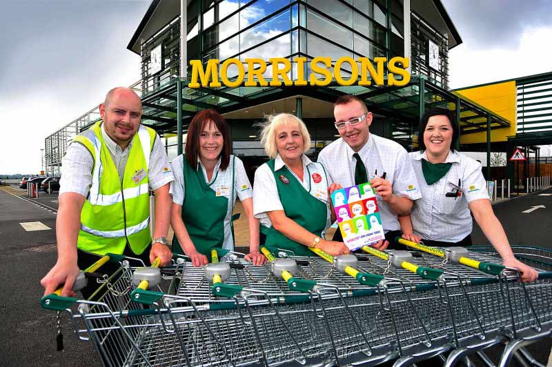 morrisons supermarket staff at launch event in birmingham photograph taken for magazine article.